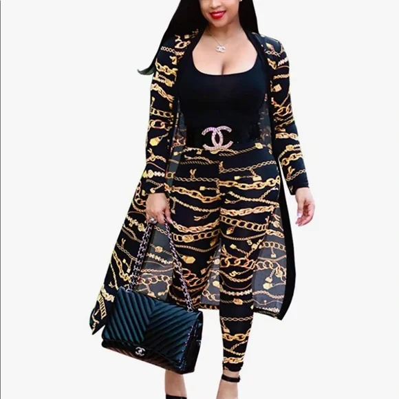 NewInBag 2pc Outfit Floral Long Sleeve Cardigan w/Leggings Size: L - Picture 2 of 8